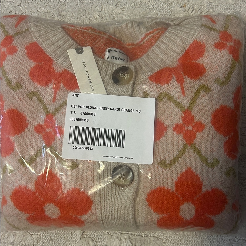 NWT Anthropologie Maeve Intarsia Floral Cardigan Small - Picture 11 of 11